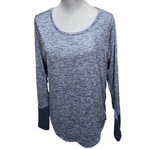 RBX Women's Navy Long Sleeve Mesh V Back Active Tee Medium NWT